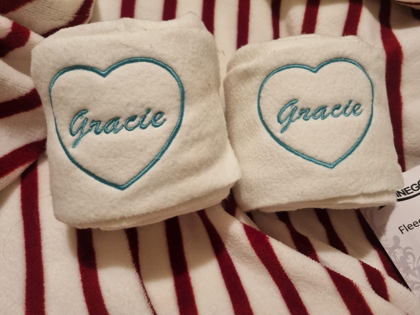Personalised horse wraps - Embroidered heart polo wraps, stable wraps dressage Equestrian