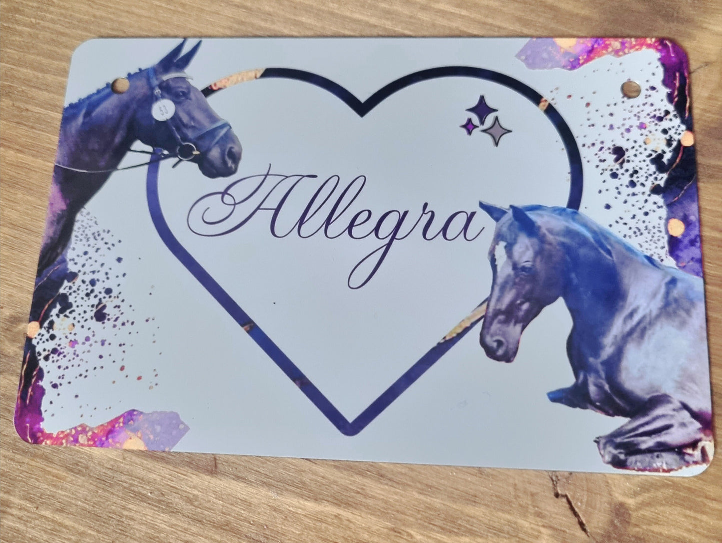 Personalised Metal stable plaque, Horse Name, Stall Name plate equestrian keep sake Gift - Purple