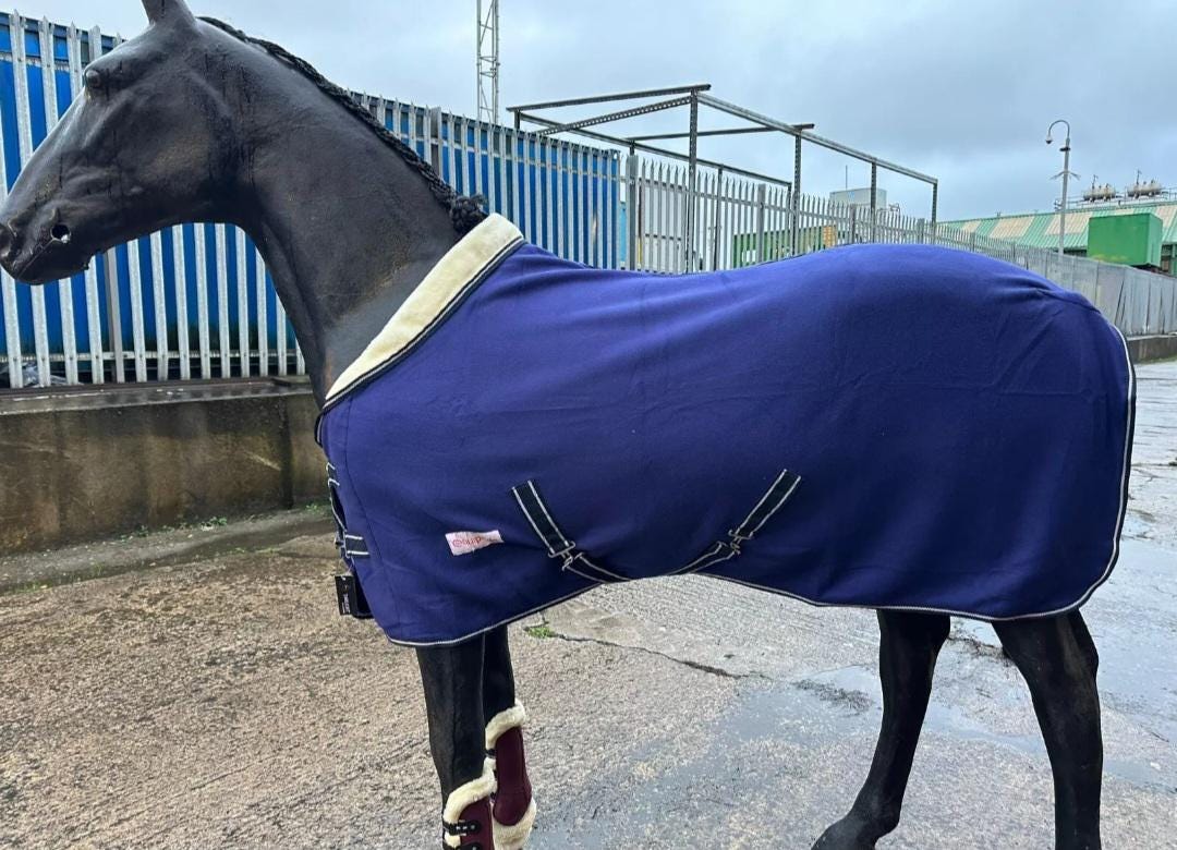 Personalised equestrian Show fleece Fur collar cooler Embroidered