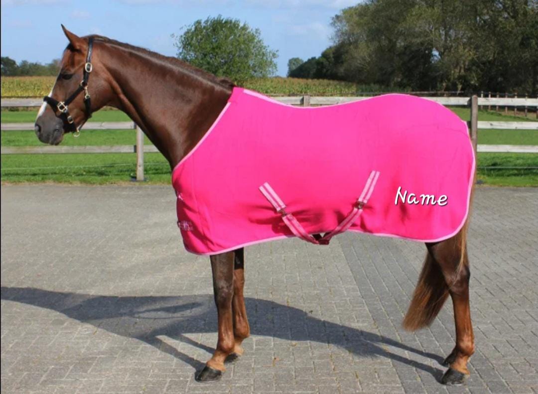 Personalised equestrian Show fleece cooler Embroidered- horse rug show name stable rug travel - pink fleece
