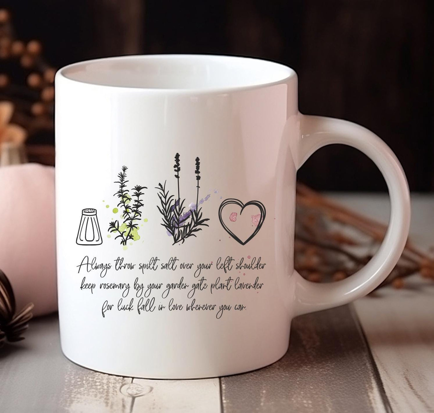 Salt Rosemary lavender and love - Autumn mug Halloween adding some magic to your day witch