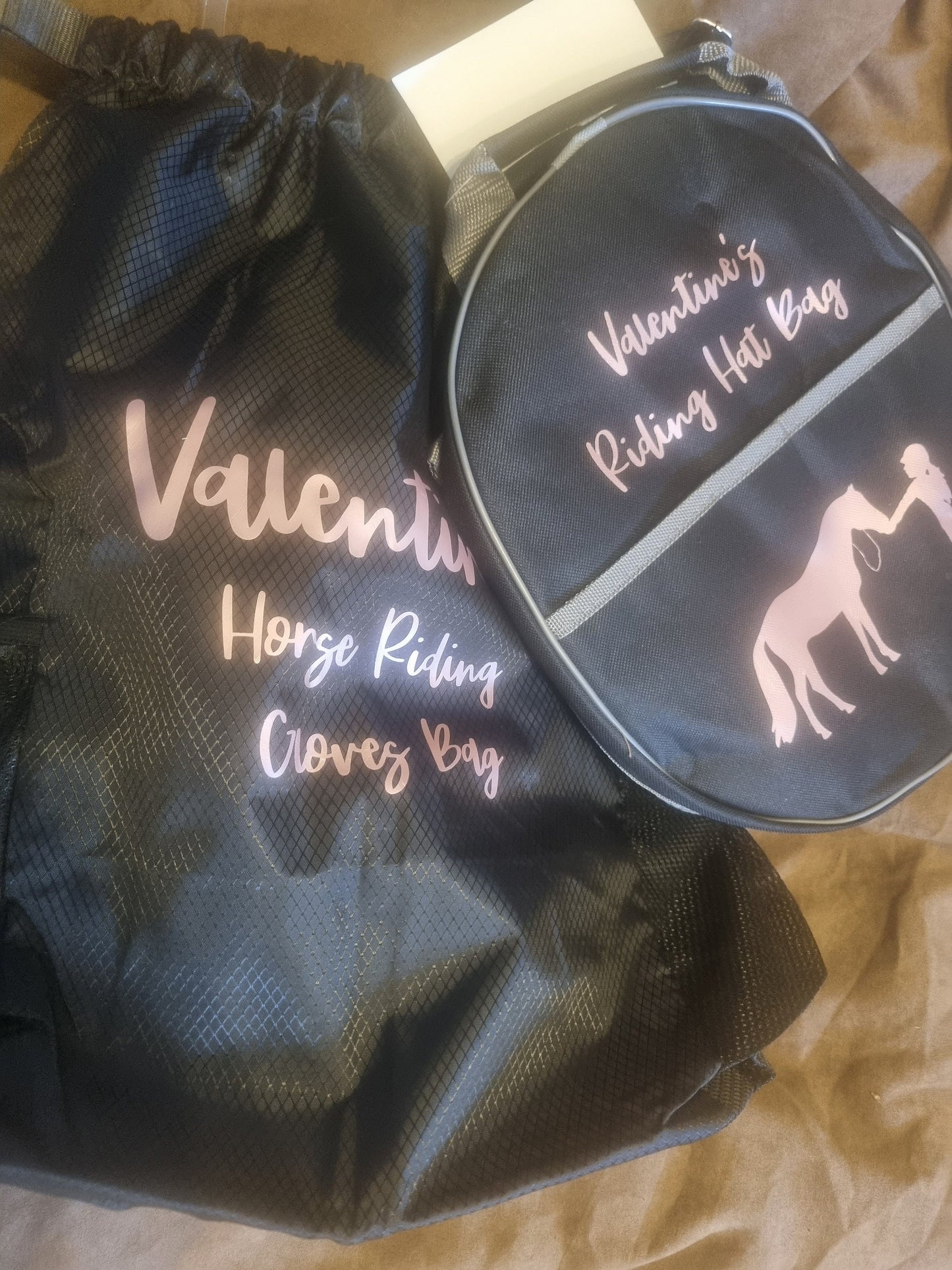 Personalised Drawstraw string Horse riding bag -  hat/Helmet and gloves bag (equestrian, Pony) Birthday Gift