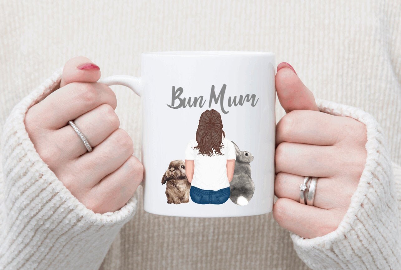 Personlised Bun mum mug - crazy bunny lady, pet mug, rabbit mug... Pick your bunnies birthday Gift