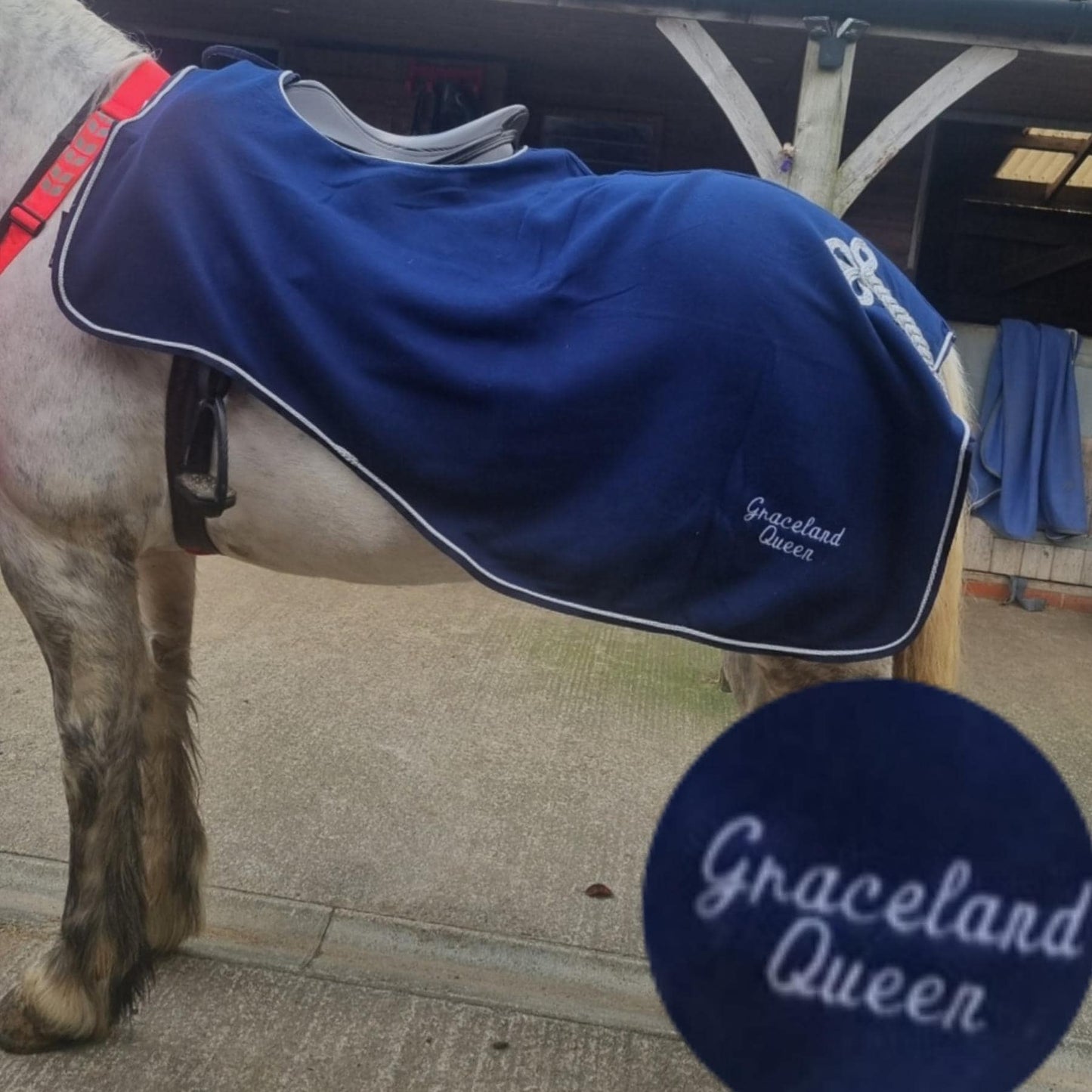 Personalised Excercise sheet/ rug cut away (ride on rug) Embroidered- horse rug show name Show rug